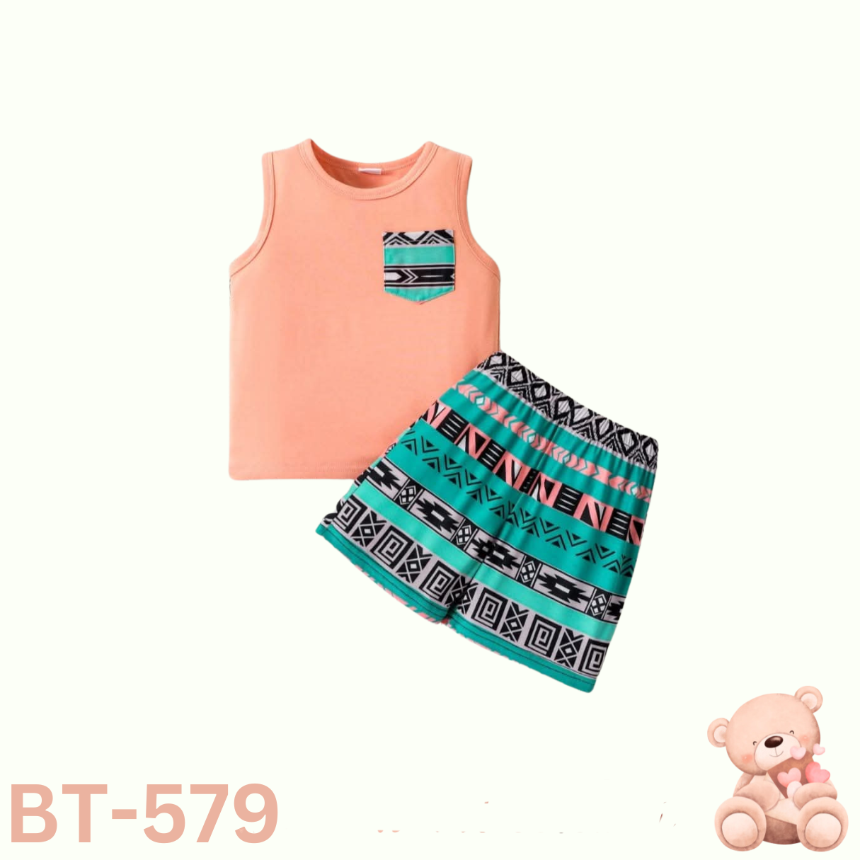Baby sleeveless t-shirt set (pink)