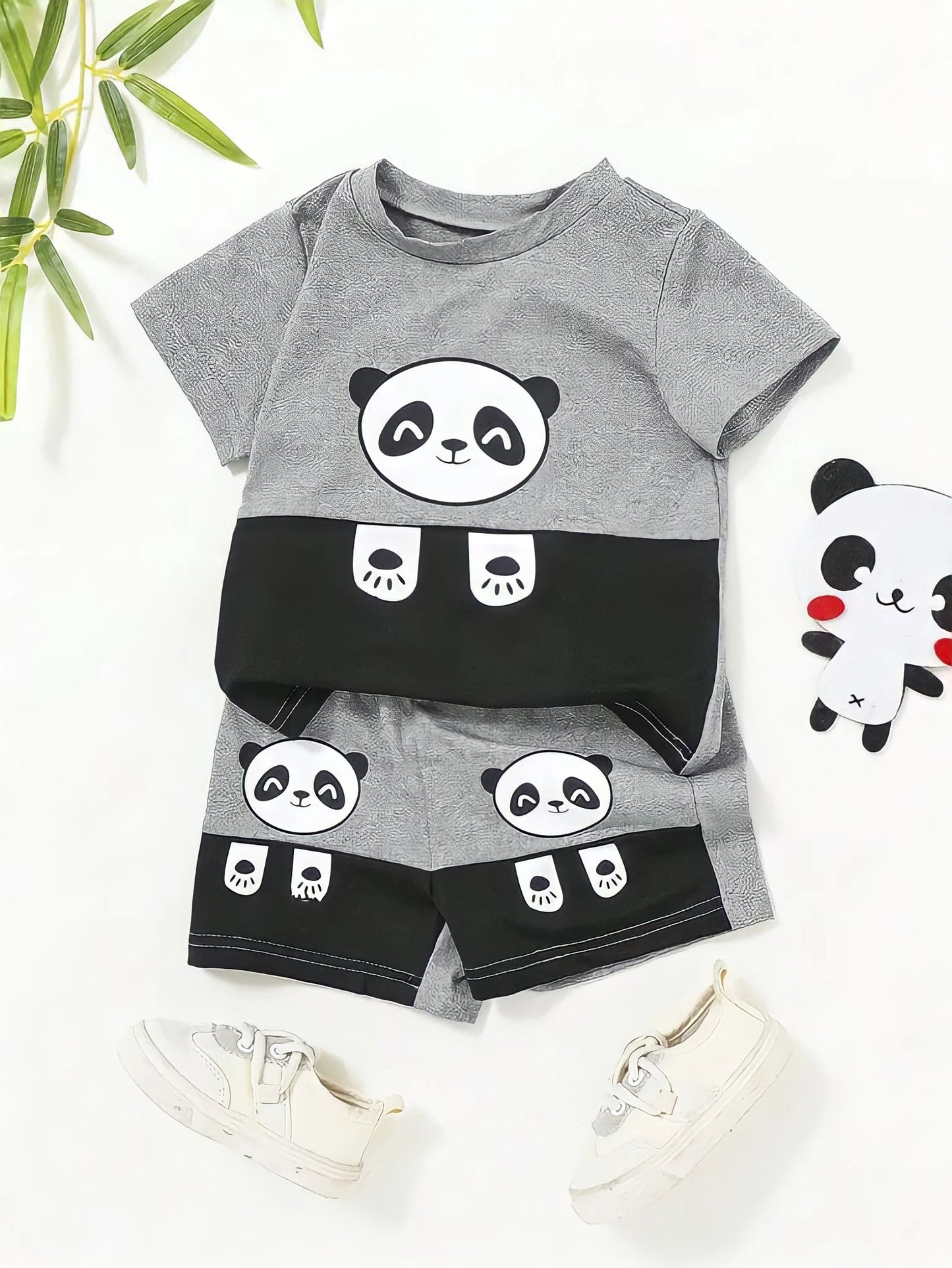 Panda short sleeve T-shirt set For baby boys and girls