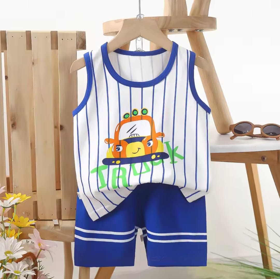 Truck sleeveless T-shirt set for Baby & Kids Comfortable