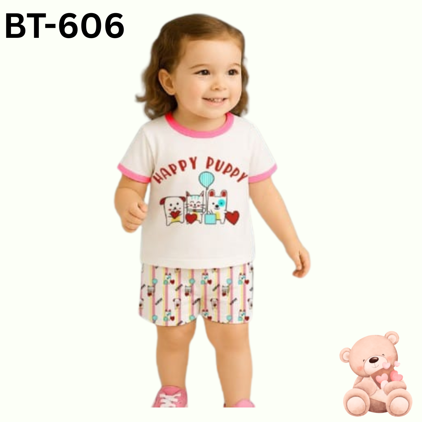 Happy Puppy short sleeve t-shirt set for girls Baby