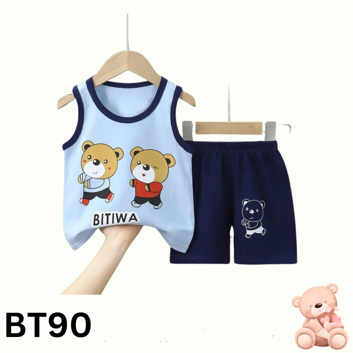 Baby  Sleeveless T-Shirt Set(blue)