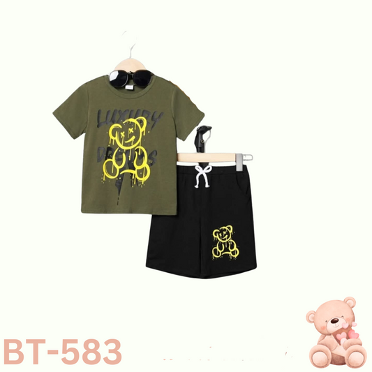 Baby short sleeve t-shirt set(Dark olive)