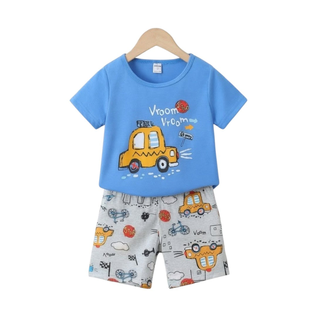 Baby &; Kids Cotton -Cute Car Vroom Vroom T-Shirt Set