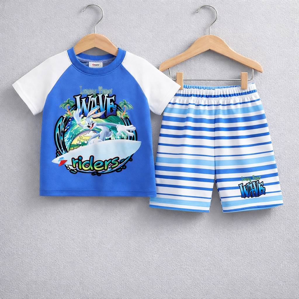 Baby Half sleeve t-shirt set(Blue and stripped)