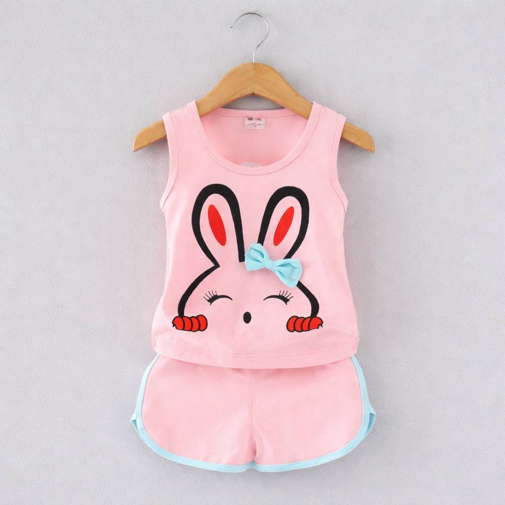 Baby  Sleeveless T-Shirt Set(pink)