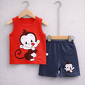 Baby  Sleeveless T-Shirt Set(Red and Navy)