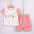 Baby Short Sleeve T-Shirt Set (White and Pink)