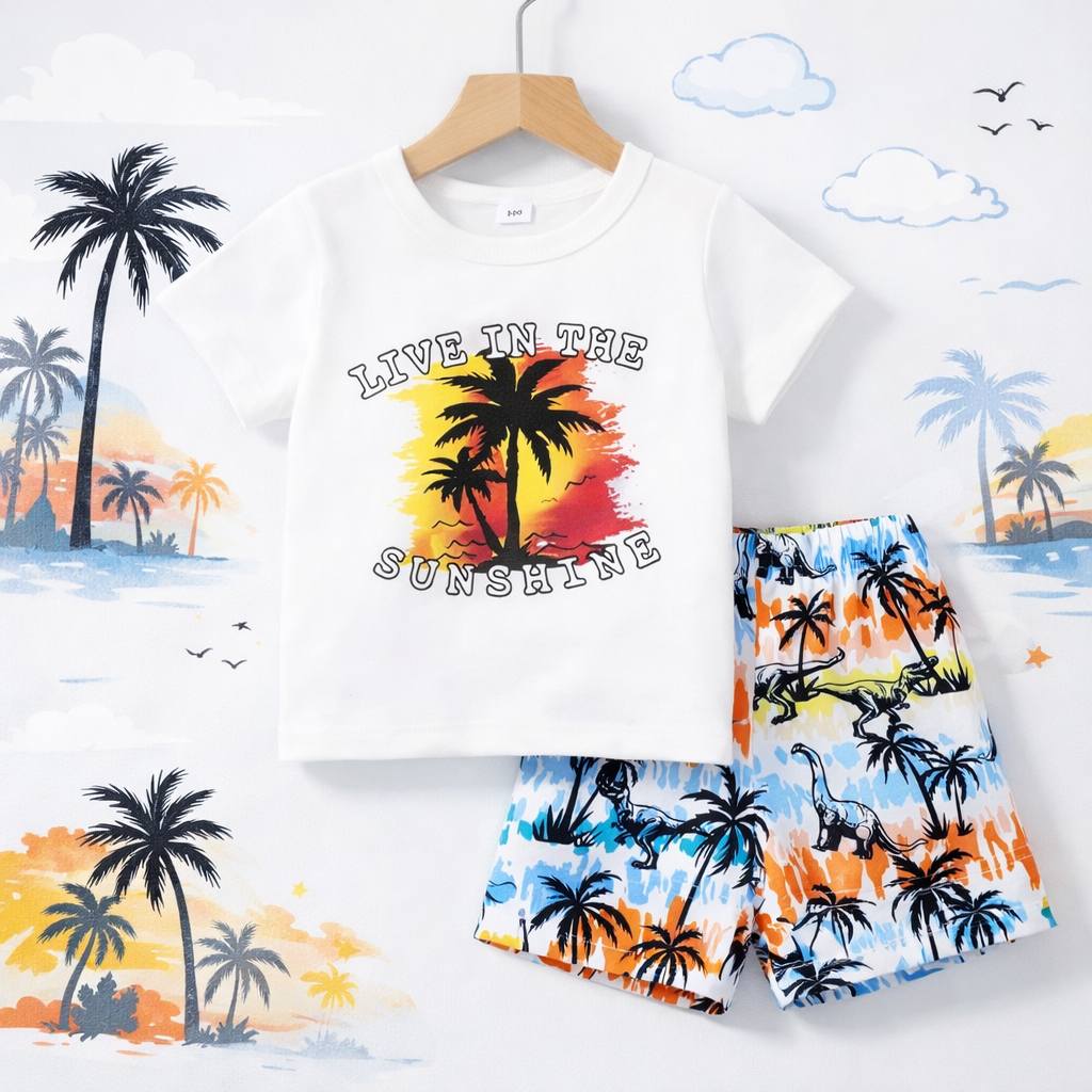 Baby short sleeve t-shirt set (White)