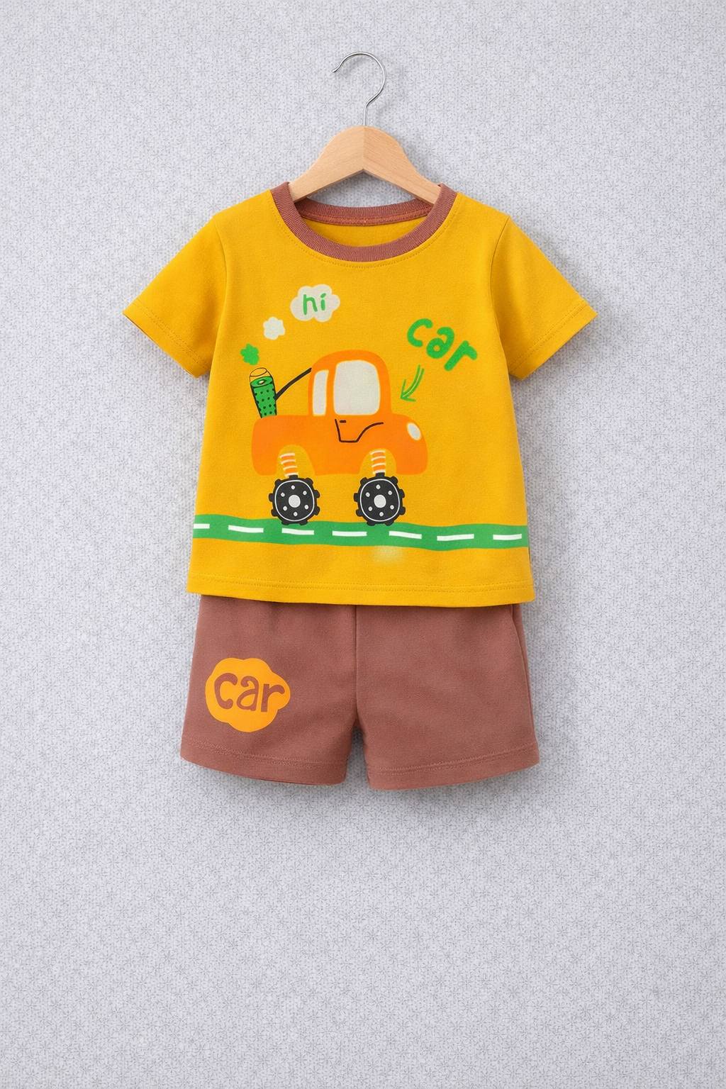 Car short sleeve T-shirt set For baby boys and girls