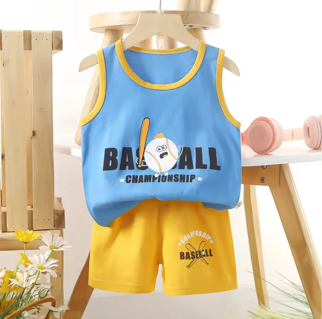 Basket ball sleeveless T-shirt set For kids