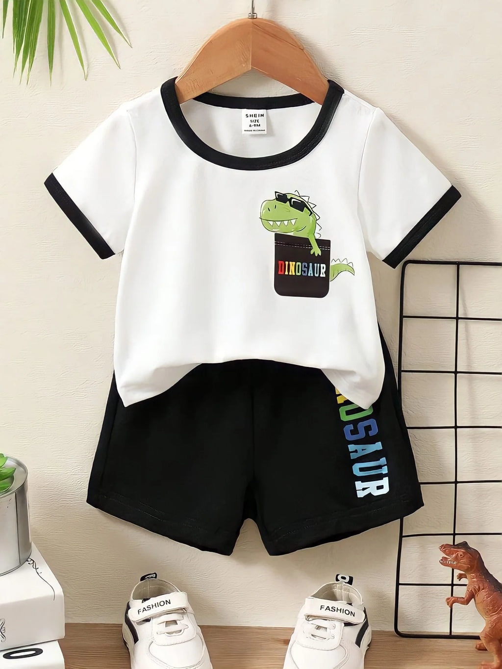 Dinosour short sleeve T-shirt set For baby boys and girls