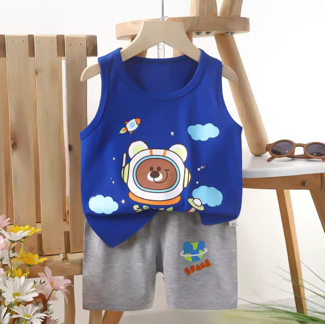 Space sleeveless T-shirt set for Boy &Girl Baby