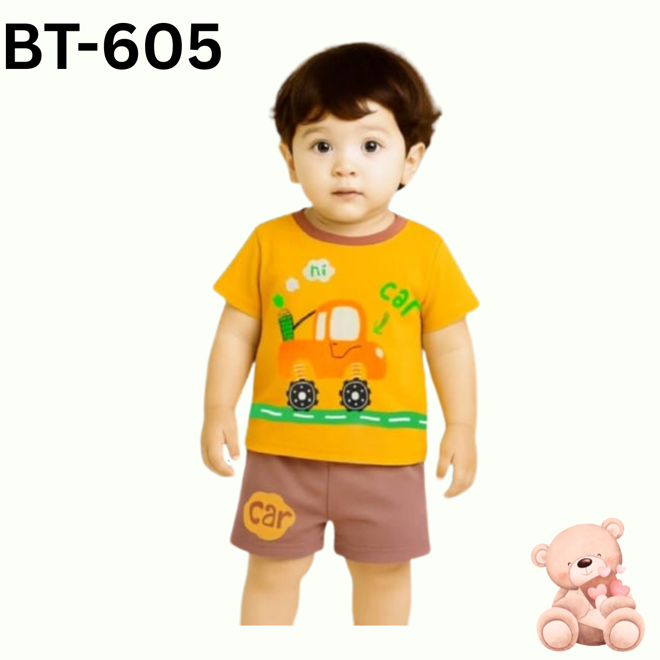Car short sleeve T-shirt set For baby boys and girls