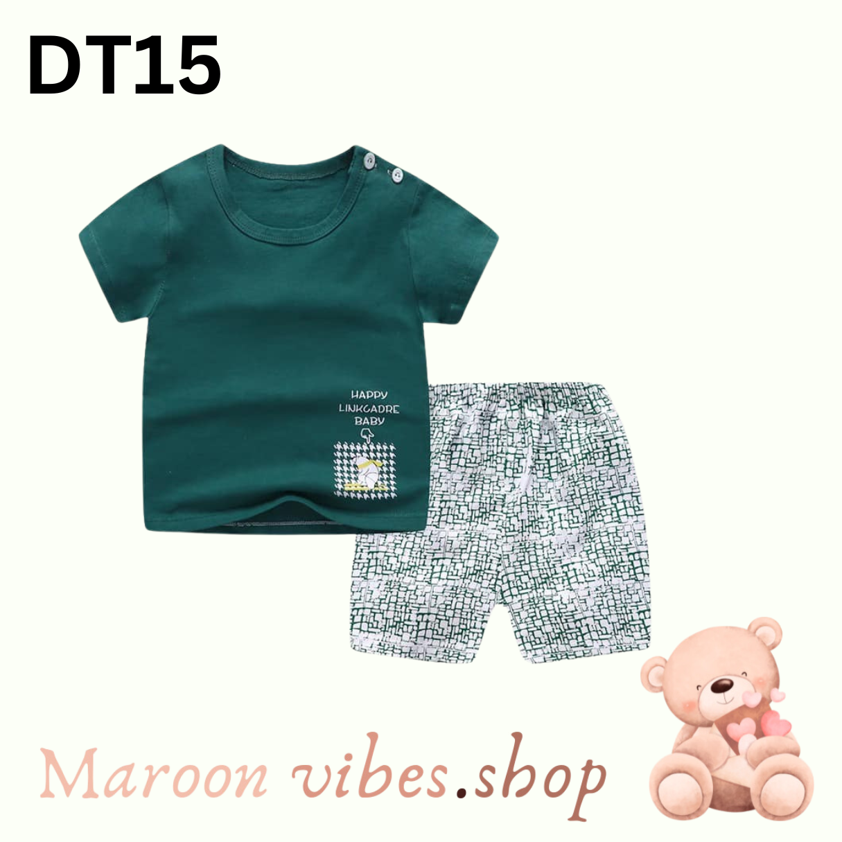 Baby Short Sleeve T-Shirt Set  (Olive)
