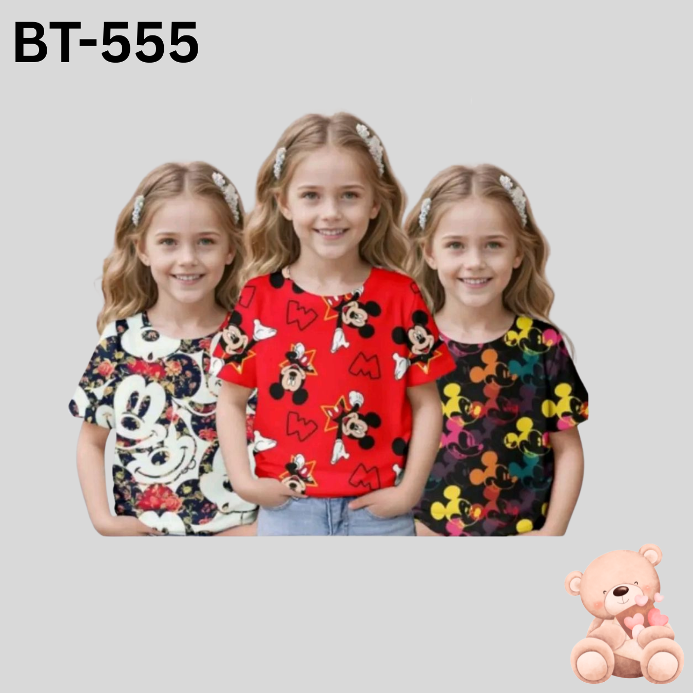 Single T shirt  for Girls (3-t shirt)Combo:2 𝚢𝚎𝚊𝚛 𝚝𝚘 8 𝚢𝚎𝚊𝚛